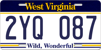WV license plate 2YQ087