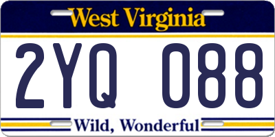 WV license plate 2YQ088