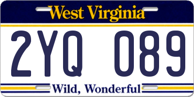 WV license plate 2YQ089
