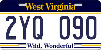 WV license plate 2YQ090