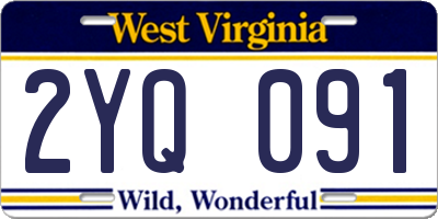 WV license plate 2YQ091