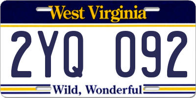 WV license plate 2YQ092