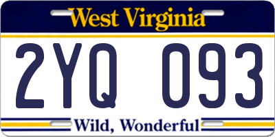 WV license plate 2YQ093