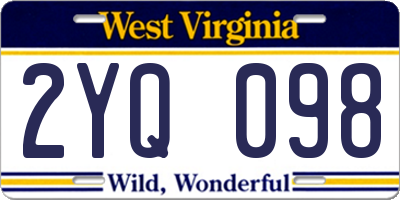 WV license plate 2YQ098
