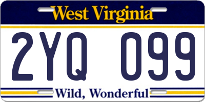 WV license plate 2YQ099