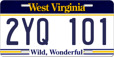 WV license plate 2YQ101