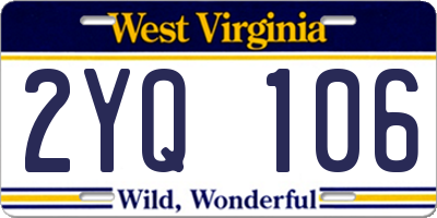 WV license plate 2YQ106