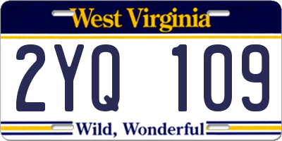 WV license plate 2YQ109