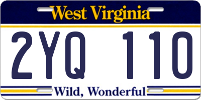 WV license plate 2YQ110