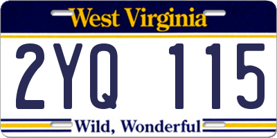 WV license plate 2YQ115