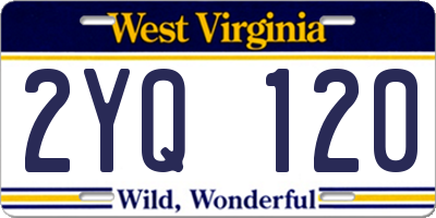 WV license plate 2YQ120
