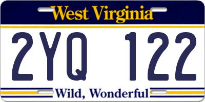 WV license plate 2YQ122