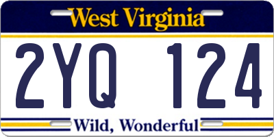 WV license plate 2YQ124