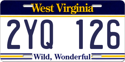 WV license plate 2YQ126