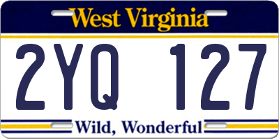 WV license plate 2YQ127