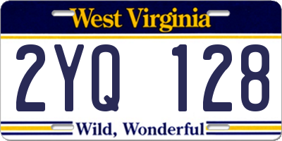 WV license plate 2YQ128