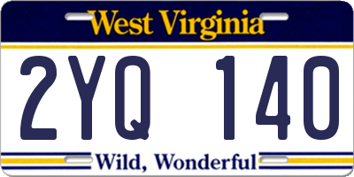 WV license plate 2YQ140