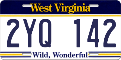 WV license plate 2YQ142