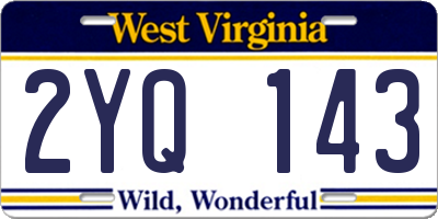 WV license plate 2YQ143