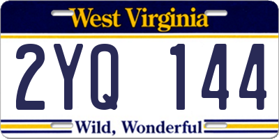 WV license plate 2YQ144