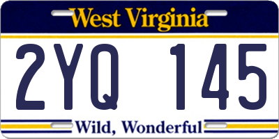 WV license plate 2YQ145