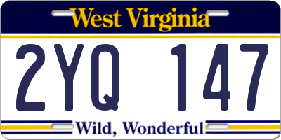 WV license plate 2YQ147
