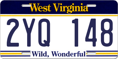 WV license plate 2YQ148