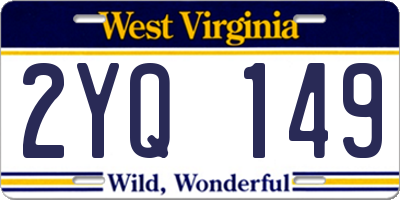 WV license plate 2YQ149