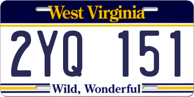WV license plate 2YQ151