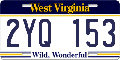 WV license plate 2YQ153