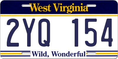 WV license plate 2YQ154