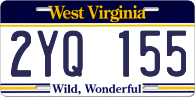 WV license plate 2YQ155