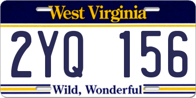 WV license plate 2YQ156