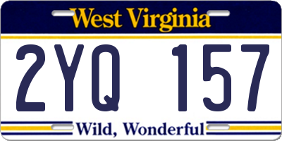 WV license plate 2YQ157