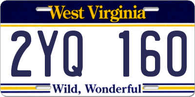 WV license plate 2YQ160