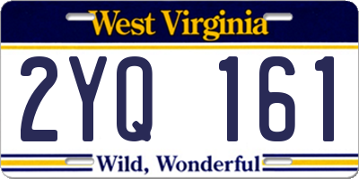 WV license plate 2YQ161