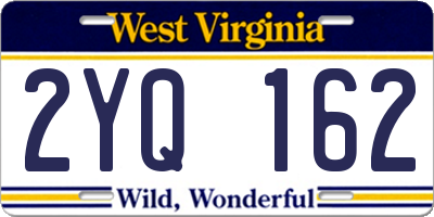 WV license plate 2YQ162