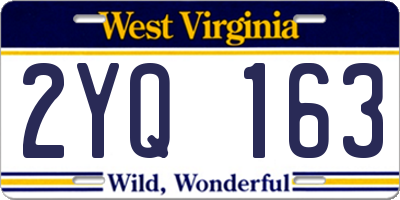 WV license plate 2YQ163