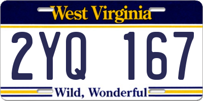 WV license plate 2YQ167