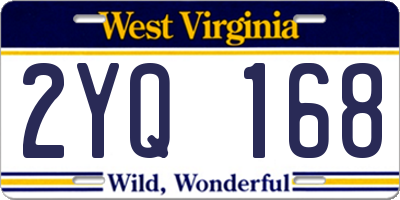 WV license plate 2YQ168