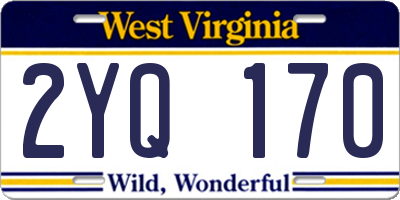 WV license plate 2YQ170