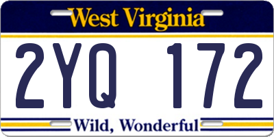 WV license plate 2YQ172