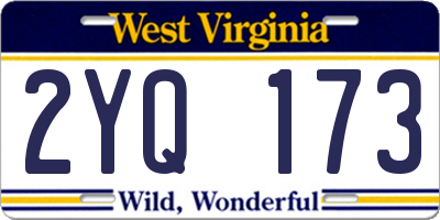 WV license plate 2YQ173