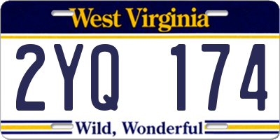 WV license plate 2YQ174