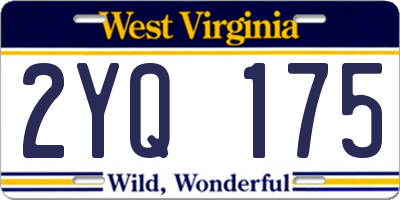 WV license plate 2YQ175