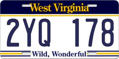 WV license plate 2YQ178