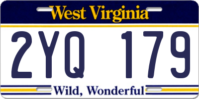WV license plate 2YQ179
