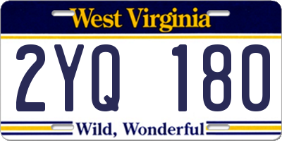 WV license plate 2YQ180