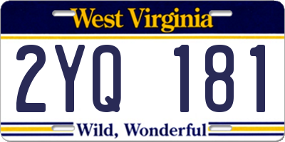 WV license plate 2YQ181