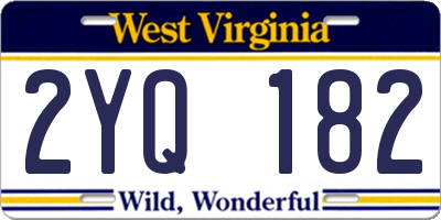 WV license plate 2YQ182